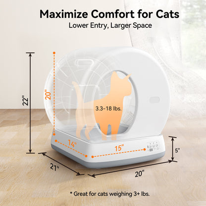 Smart Automatic Self-Cleaning Cat Litter Box, APP Control/Integrated Safety Protection, White